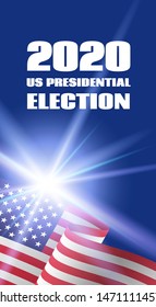 Vertical banner for 2020 US Presidential Election. With USA flag