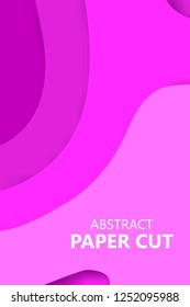 Vertical banner with 3D abstract background and paper cut shapes. Vector design layout for business presentations, flyers, posters and invitations. Colorful carving art. Vector illustration EPS10.