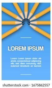
Banner vertical con espacio publicitario, lápices amarillos con fondo claro