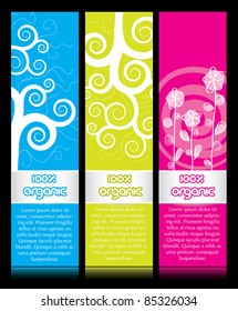 Vertical banner ads in several color variations