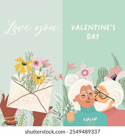 Vertical banner, background, Valentine's Day, love, love story, relationship, hand drawn vector.