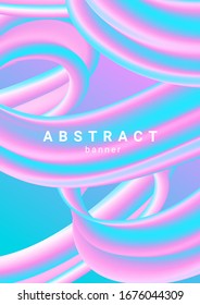 Vertical banner with big abstract stripe shapes. Modern design with liquid vibrant background.