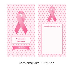 Vertical banner for Breast Cancer Awareness Month. Illustration pink ribbon breast cancer