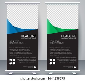 Vertical Banner business roll up standee Modern Mockup Template. Design Graphic EPS10