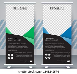 Vertical Banner business roll up standee Modern Mockup Template. Design Graphic EPS10