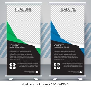 Vertical Banner business roll up standee Modern Mockup Template. Design Graphic EPS10
