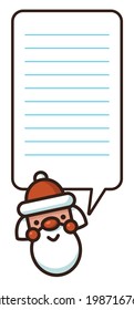 Vertical  banner with cute Santa and speech bubble. Template for ad, sticker, agenda, notepaper. Vector christmas character in cartoon style.