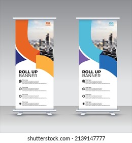 Vertical Banner Design. Business Roll Up. Banner Template. Vector illustration. roll up brochure flyer banner design. modern x-banner 