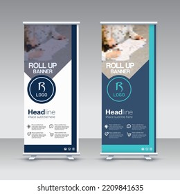 Vertical Banner Design. Business Roll Up. Banner Template. Vector illustration. roll up brochure flyer banner design. modern x-banner
