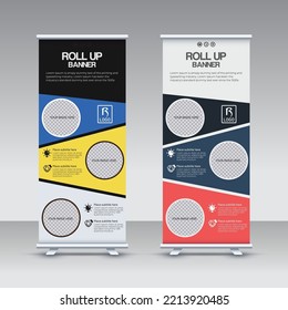 Vertical Banner Design. Business Roll Up. Banner Template. Vector illustration. roll up brochure flyer banner design. modern x-banner

