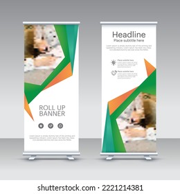 Vertical Banner Design. Business Roll Up. Banner Template. Vector illustration. roll up brochure flyer banner design. modern x-banner



