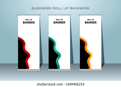 Vertical Banner Design Signboard Advertising Brochure Flyer Template Vector X-banner and Street Business Flag of Convenience, roll up banner.
