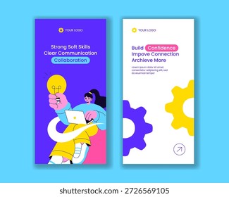 Diseño de Anuncio de Vertical con ilustración plana de dibujos animados dibujados a mano