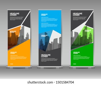 Vertical banner design template, abstract background, business brochure, flyer, roll up, cover presentation, infographic, rectangle size.