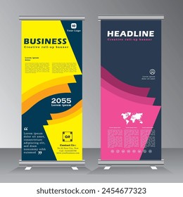 Vertical banner design template, abstract banner background. standing banner for conference, promotion banner vector background. Modern publication x-banner and flag-banner. vector eps 10