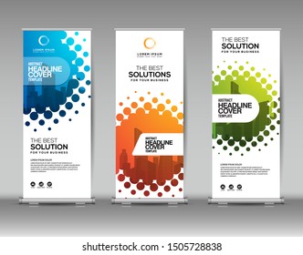 Vertical banner design template. Business roll up set. Abstract geometric background vector.