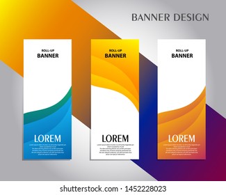 Vertical banner design template, Colorful abstract banner background. Universal standing banner for conference, promotion banner vector background.  Modern publication x-banner and flag-banner.