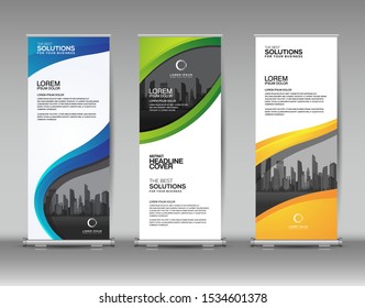 Vertical banner design template set. Abstract background, business brochure, flyer, roll up, cover presentation, infographic.