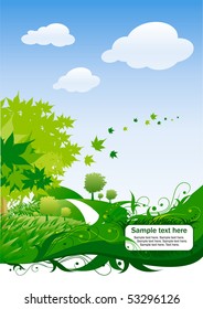 vertical banner with ecology trees with sky