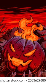 Banner vertical con espacio vacío en Halloween.Ilustración vectorial