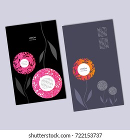 Vertical banner, flyer, cover with a gradient flower frame.