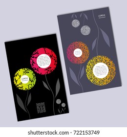 Vertical banner, flyer, cover with a gradient flower frame.