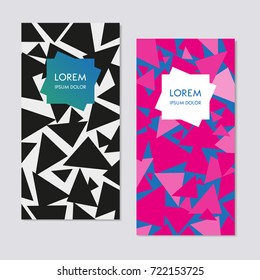 Vertical banner, flyer with a triangle background.