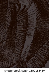 Vertical banner with grey nad brown flying bird. To be used for design cover copybook, fabruc design, print t shirt.