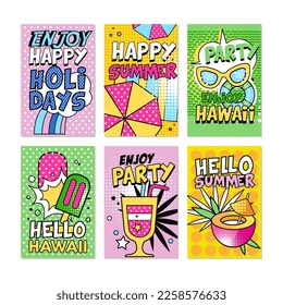 Vertical Banner for Hawaiian Summer Holiday Party Vector Set
