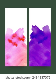 Vertical Banner or Header Design Set in Abstract Watercolor Brush Stroke Effect and Copy Space.