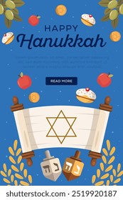 vertical banner illustration for hanukkah jewish festival