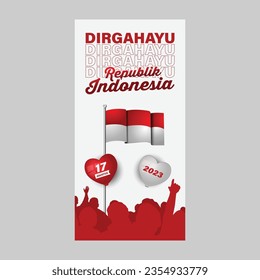 Vertical banner of indonesia independence day celebration template vector