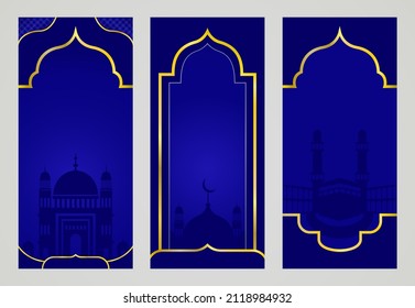 Vertical banner islamic background and copy space area. Suitable for social media posts on Islamic day