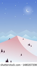 Vertical banner with landscape. Sky and desert. Vector