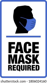 Vertical banner with man wearing a surgical mask and the text face mask required.