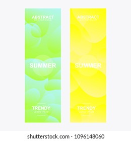 Vertical banner. With modern and trendy shape. Abstract stylized holographic fluid poster design template. With various shape and color. Liquid color shapes for composition backgrounds.