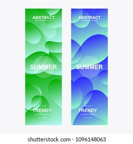 Vertical banner. With modern and trendy shape. Abstract stylized holographic fluid poster design template. With various shape and color. Liquid color shapes for composition backgrounds.