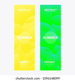 Vertical banner. With modern and trendy shape. Abstract stylized holographic fluid poster design template. With various shape and color. Liquid color shapes for composition backgrounds.