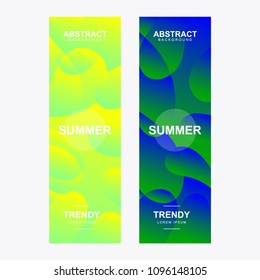 Vertical banner. With modern and trendy shape. Abstract stylized holographic fluid poster design template. With various shape and color. Liquid color shapes for composition backgrounds.