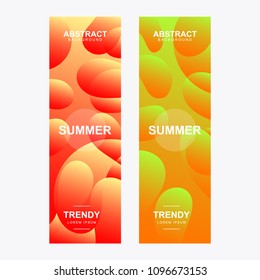 Vertical banner. With modern and trendy shape. Abstract stylized holographic fluid poster design template. With various shape and color. Liquid color shapes for composition backgrounds.