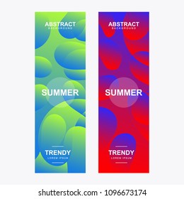 Vertical banner. With modern and trendy shape. Abstract stylized holographic fluid poster design template. With various shape and color. Liquid color shapes for composition backgrounds.
