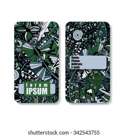 vertical banner painted in patterns floral, zentangle and Doodle