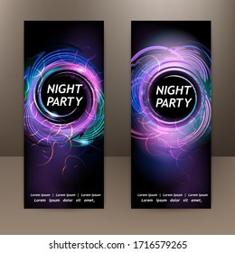 Vertical banner, poster, flyer, invitation template design for disco dance music party night club