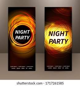 Vertical banner, poster, flyer, invitation template design for disco dance music party night club

