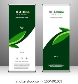 Vertical banner roll up template design, for brochure, business, flyer, infographics. modern x-banner and flag-banner advertising. vector illustration