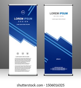 Vertical banner roll up template design, for brochure, business, flyer, infographics. modern x-banner and flag-banner advertising. vector illustration