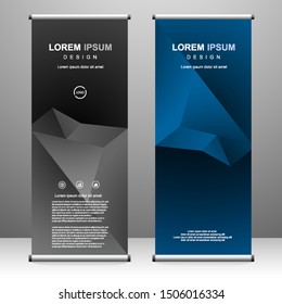 Vertical banner roll up template design, for brochure, business, flyer, infographics. modern x-banner and flag-banner advertising. vector illustration
