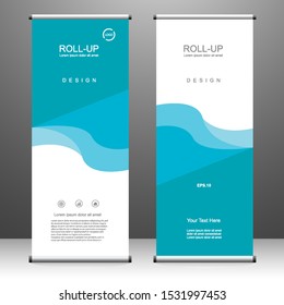 Vertical banner roll up template design, for brochure, business, flyer, infographics. modern x-banner and flag-banner advertising. vector illustration