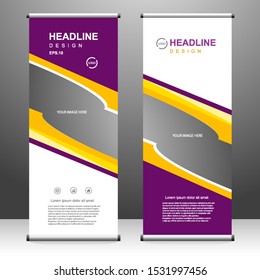 Vertical banner roll up template design, for brochure, business, flyer, infographics. modern x-banner and flag-banner advertising. vector illustration