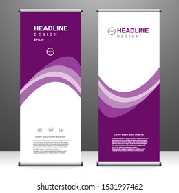 Vertical banner roll up template design, for brochure, business, flyer, infographics. modern x-banner and flag-banner advertising. vector illustration